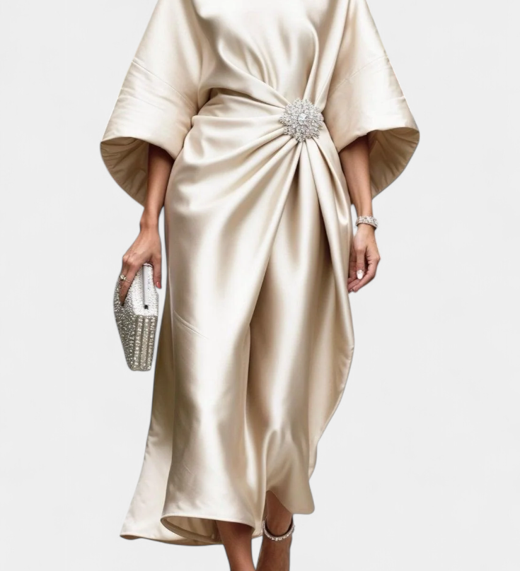Ubelia - Shiny Satin Long Dress