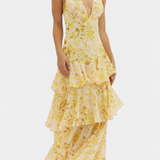 Valentina - Chiffon Dress with V-Neck and Elegant Sleeves