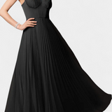 Nives - Pleated chiffon dress with sweetheart neckline and structured corset