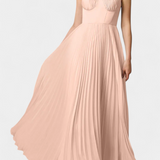 Nives - Pleated chiffon dress with sweetheart neckline and structured corset