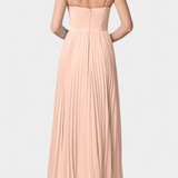 Nives - Pleated chiffon dress with sweetheart neckline and structured corset