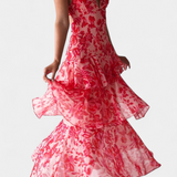 Valentina - Chiffon Dress with V-Neck and Elegant Sleeves