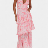 Valentina - Chiffon Dress with V-Neck and Elegant Sleeves