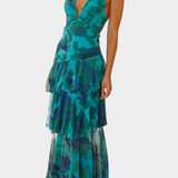 Valentina - Chiffon Dress with V-Neck and Elegant Sleeves