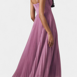 Nives - Pleated chiffon dress with sweetheart neckline and structured corset