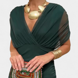 Florendra | Long Floral Dress with V-Neck