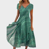 Lucija – Elegant Midi Dress with V-Neck