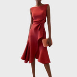 Katarina - Asymmetrical Midi Dress with Ruffled Design
