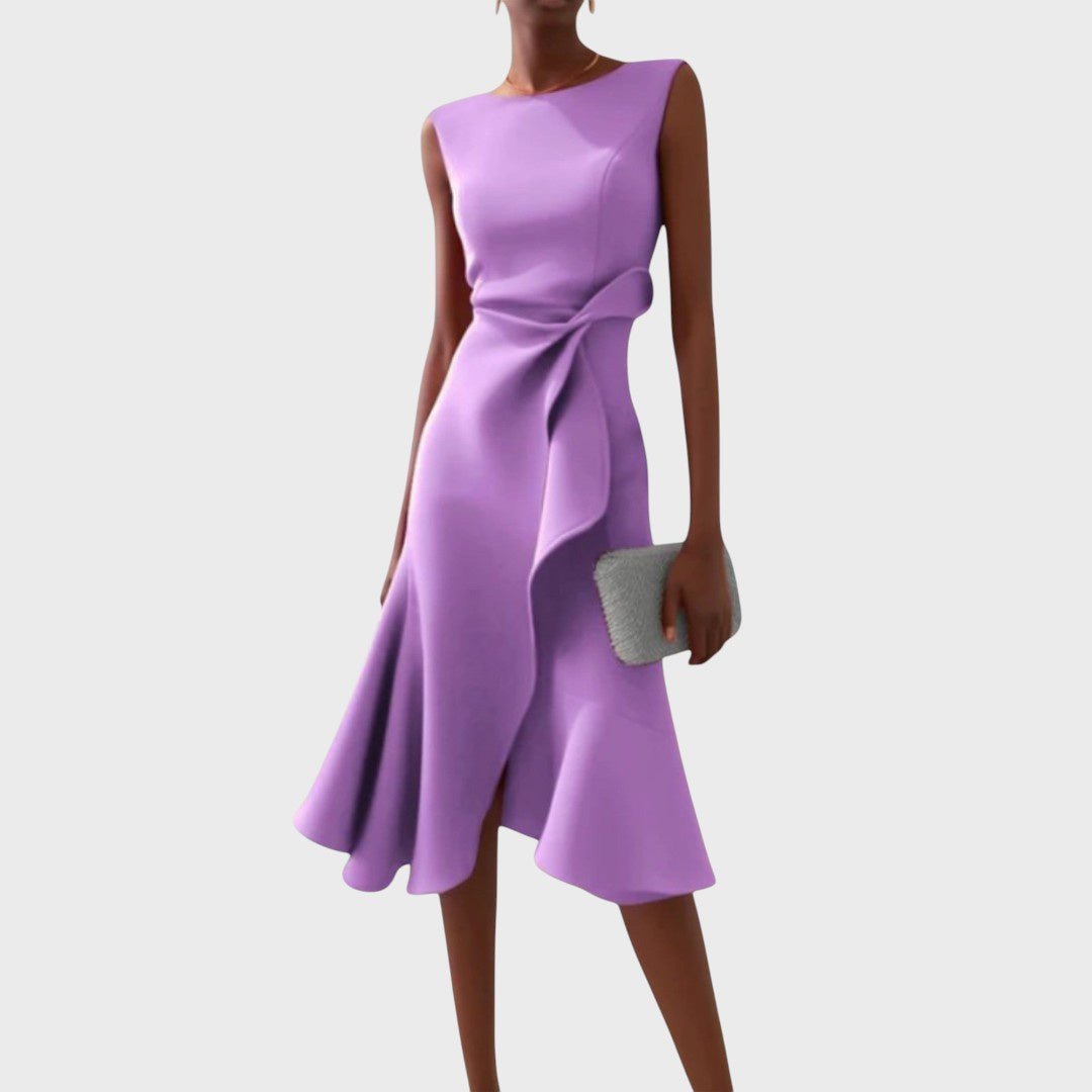Katarina - Asymmetrical Midi Dress with Ruffled Design