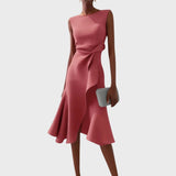 Katarina - Asymmetrical Midi Dress with Ruffled Design