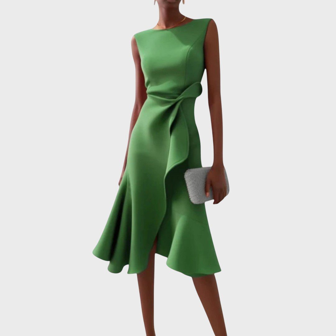 Katarina - Asymmetrical Midi Dress with Ruffled Design