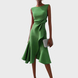 Katarina - Asymmetrical Midi Dress with Ruffled Design
