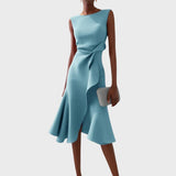 Katarina - Asymmetrical Midi Dress with Ruffled Design