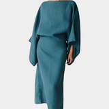 Filipa - Linen and Cotton Kimono Dress with Belt
