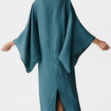 Filipa - Linen and Cotton Kimono Dress with Belt