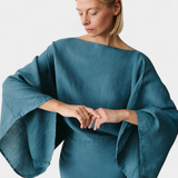 Filipa - Linen and Cotton Kimono Dress with Belt