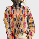 Knitted Sweater with Geometric Pattern