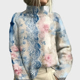 Elegant – Knitted Sweater with Floral Pattern