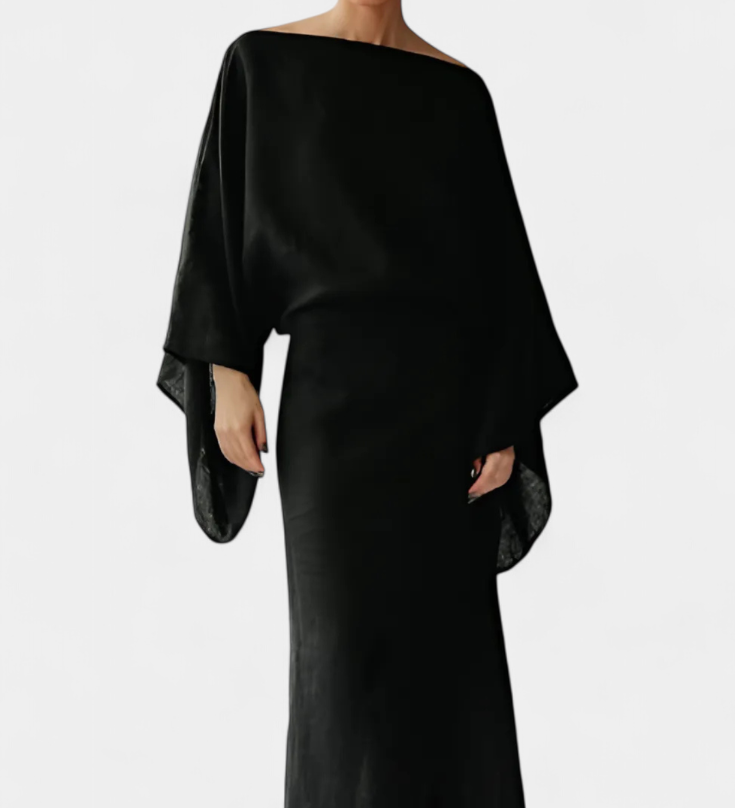 Filipa - Linen and Cotton Kimono Dress with Belt