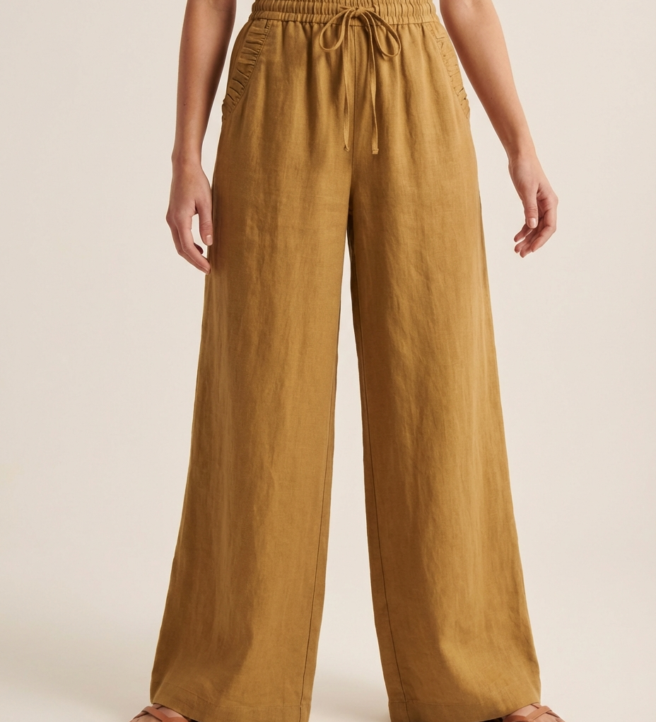 Camille | Wide Trousers Made from a Cotton and Linen Blend
