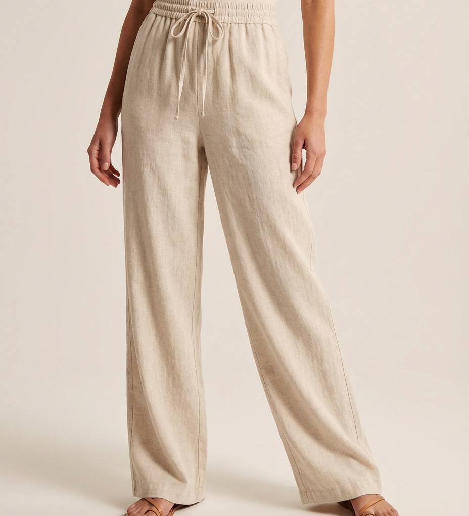 Camille | Wide Trousers Made from a Cotton and Linen Blend