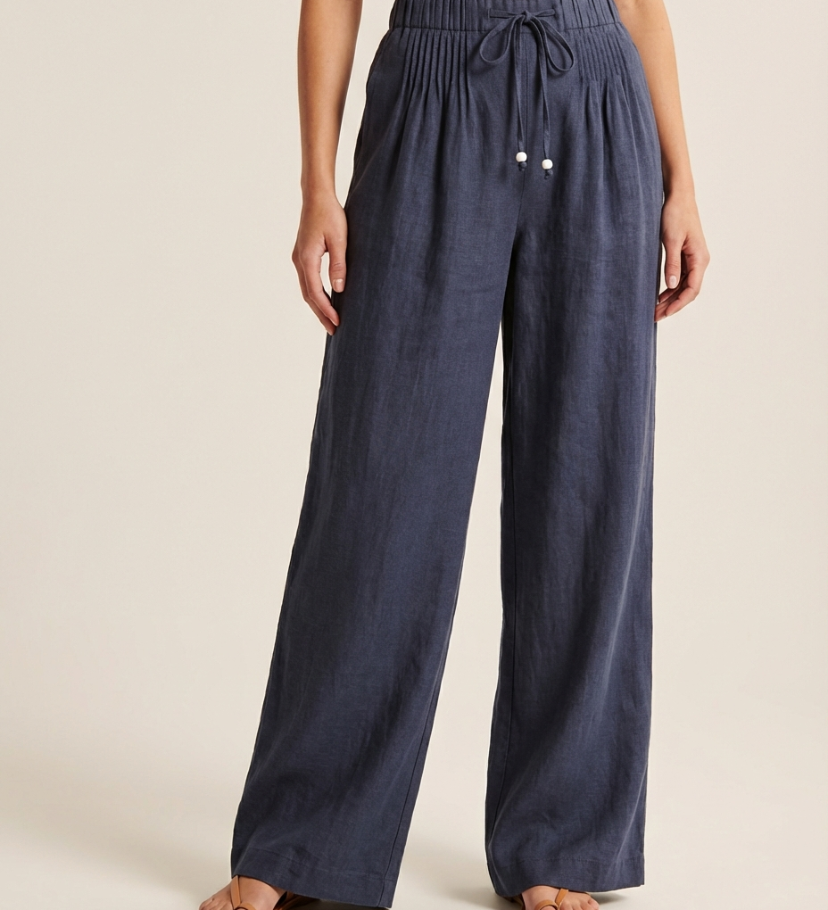 Camille | Wide Trousers Made from a Cotton and Linen Blend
