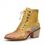 Biserka - Leather Boots with Flowers