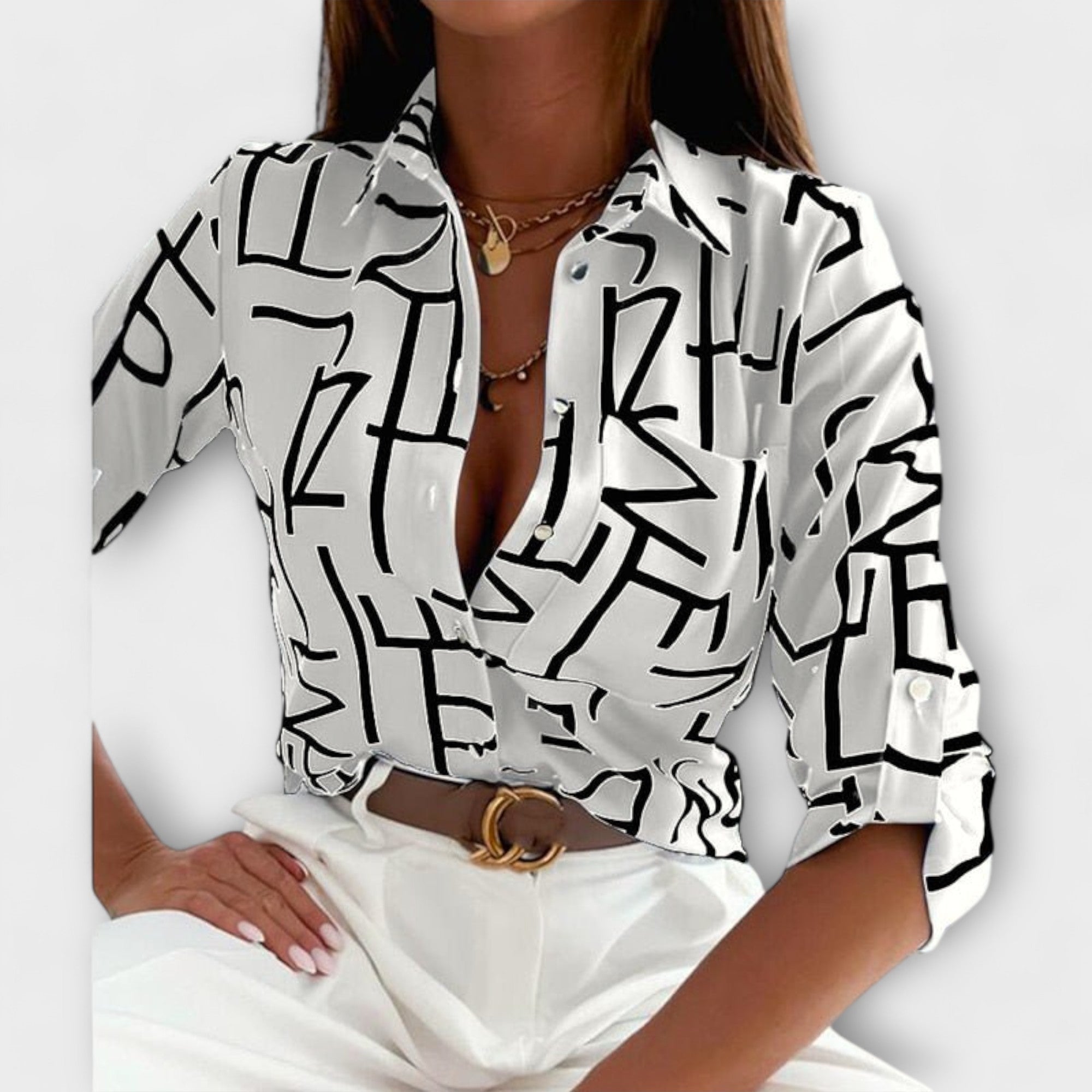 Ljubomira – Elegant Geometric Blouse